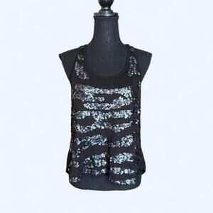 Vintage Y2K BEBE Black zebra print sequin top Size Medium